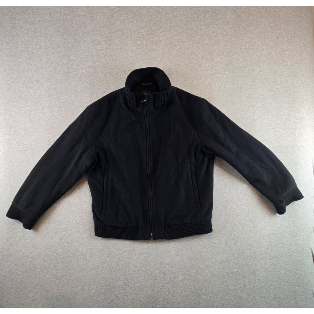 Vintage Hugo Boss Bomber Jacket Mens 38R Black Wool Cashmere Blend Full Zip